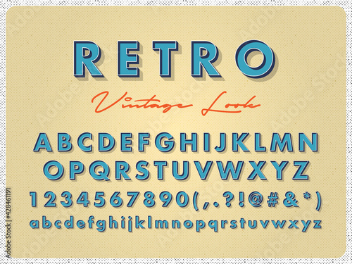 Retro vintage alphabet font design.