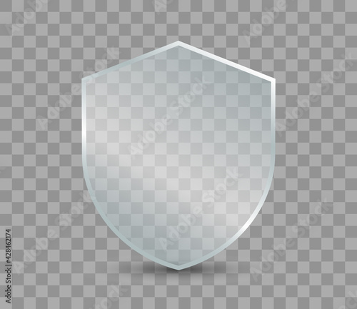 Transparent glass Shield. Safety shield. Privacy protection symbol. Security banner. Vector illustration.
