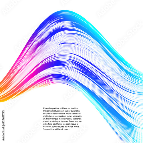 Design elements. Wave of many lines. Abstract vertical wavy stripes on white background isolated. Creative line art. Vector illustration EPS 10. Colourful waves with lines created using Blend Tool