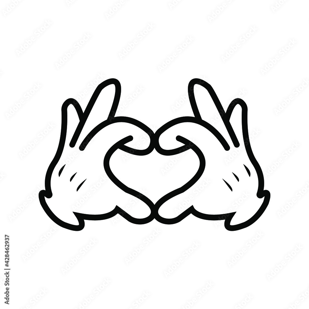 Hand icon with heart. Editable stroke. Design template vector Hand icon with heart. Editable stroke. Design template vector