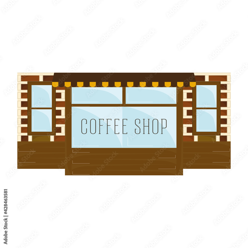 Fototapeta premium Front view of an isolated coffee shop building - Vector illustration