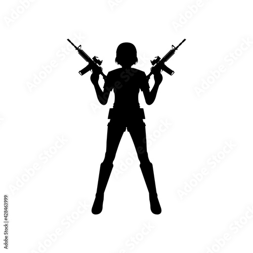 Girls and Guns silhouette design template