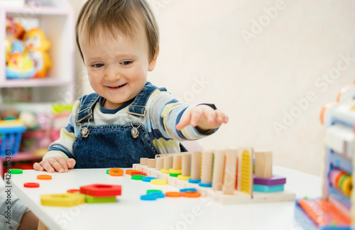 Children's wooden toy. The child collects a sorter. Educational logic toys for kid's. Montessori Games for Child Development