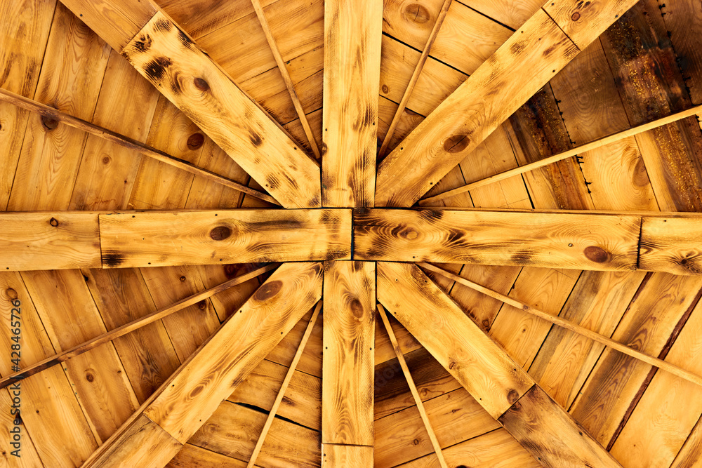 abstract background of wooden roof of summerhouse