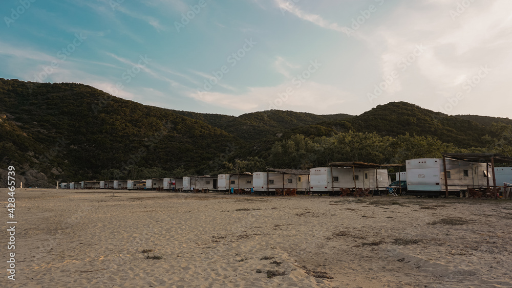 Obraz premium campsite by the sea, Kalamitsi in Greece