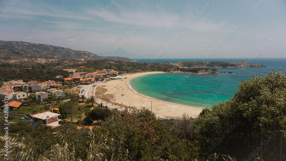 view of the coast of the sea, Kalamitsi in Greece