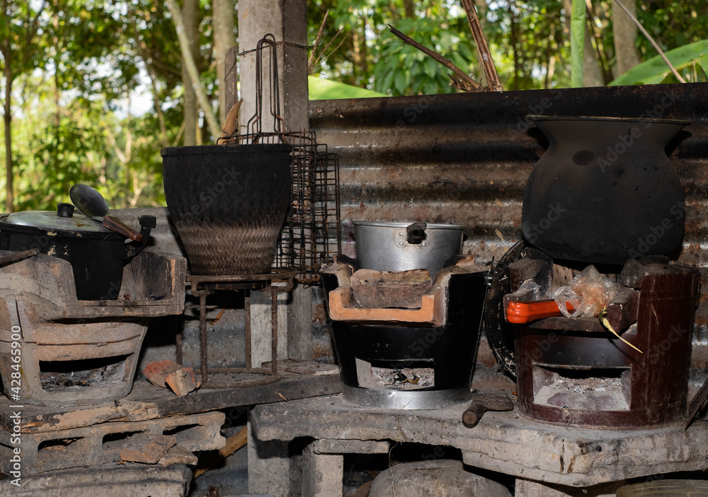 The stove is a device used for cooking in the countryside of Thailand. The stove is a device used for cooking in the countryside of Thailand.