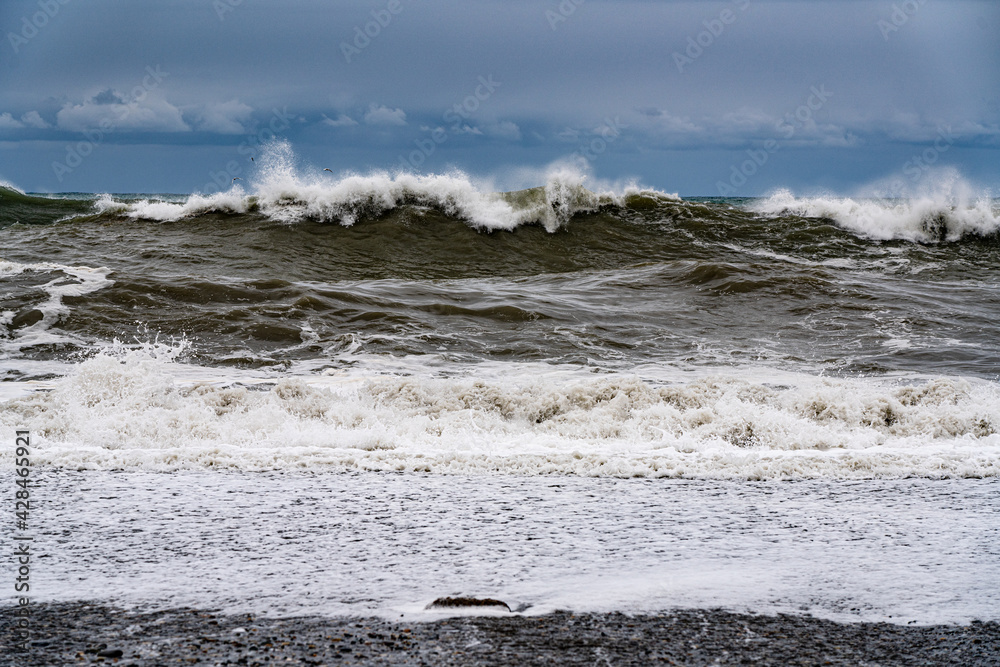 white waves on the sea during a storm white waves on the sea during a storm