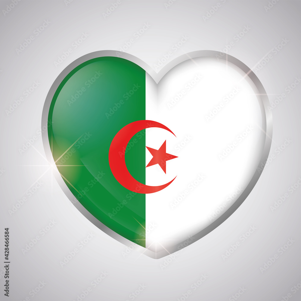 Isolated heart shape with the flag of Algeria - Vector illustration Isolated heart shape with the flag of Algeria - Vector illustration