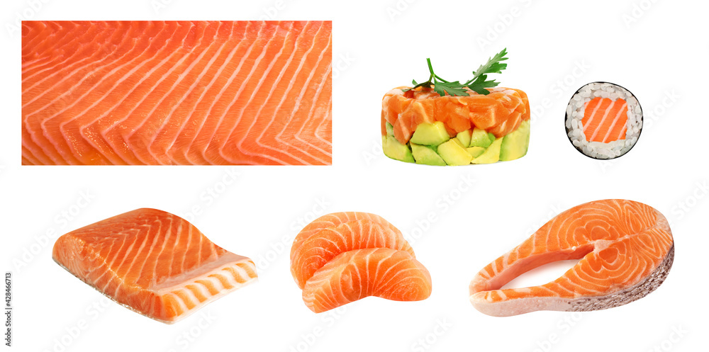 Natural Atlantic Norwegian Salmon Fillet Texture or Pattern