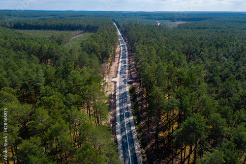 Droga nr 123 w przepięknym otoczeniu drzew i roślinności. photo