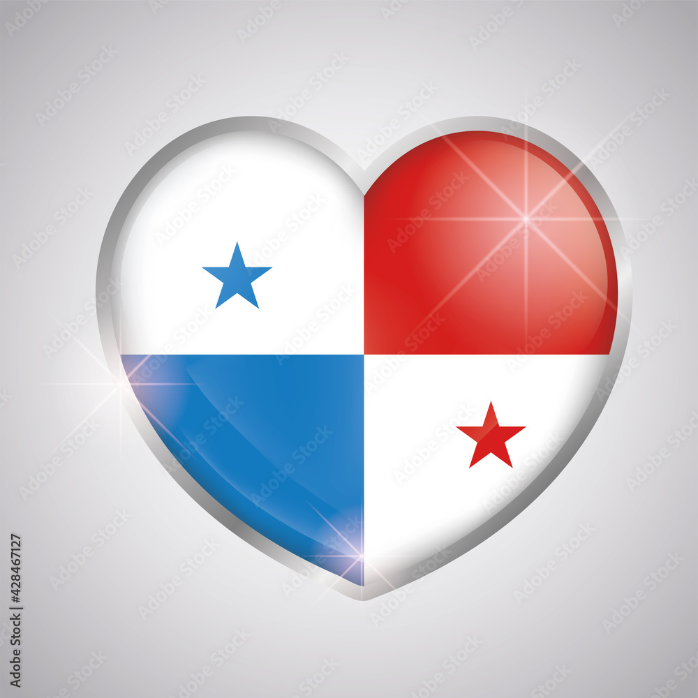 Isolated heart shape with the flag of Panama - Vector illustration