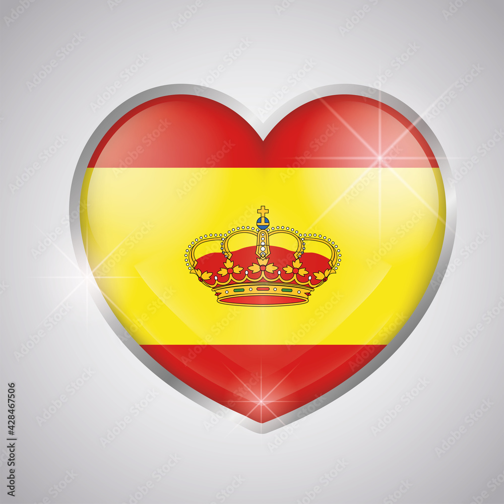 Isolated heart shape with the flag of Spain - Vector illustration Isolated heart shape with the flag of Spain - Vector illustration