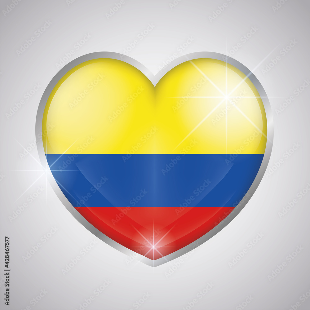 Isolated heart shape with the flag of Colombia - Vector illustration Isolated heart shape with the flag of Colombia - Vector illustration