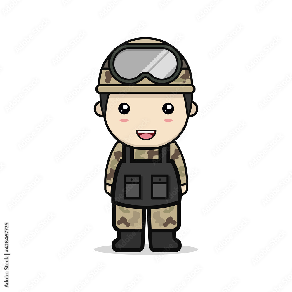 Kawaii illustration cute soldier vector graphics
