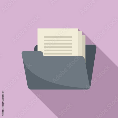 Open folder documents icon, flat style