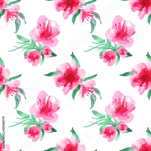 Apple blossom seamless pattern. Delicate watercolor flowers. For packaging  fabric  background.