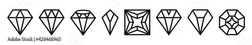 Set of a diamond line art icon for apps or website