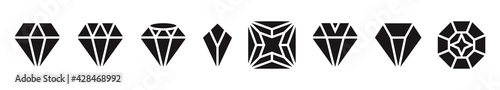 Set of a diamond flat icon for apps or websites