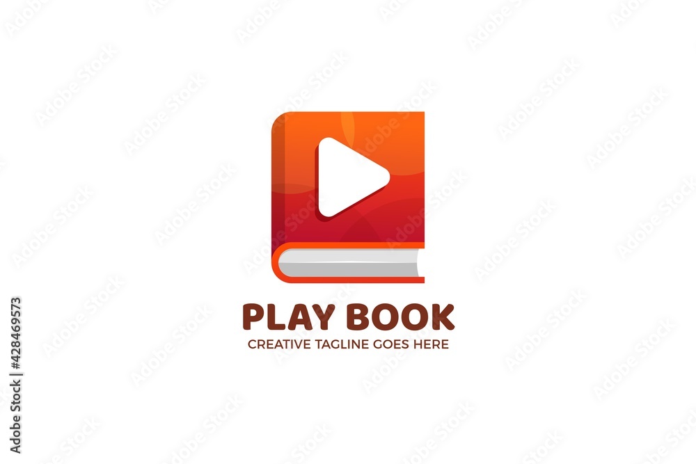 Book and Play Button Logo Template Book and Play Button Logo Template
