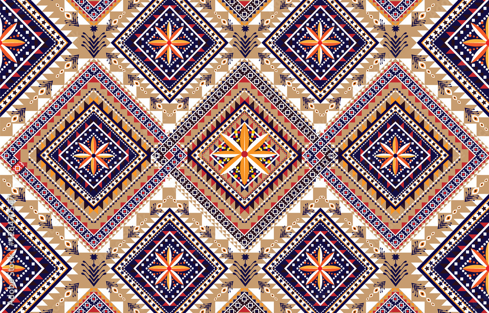 Geometric ethnic pattern embroidery design for background or wallpaper and clothing.majolica. Ancient interior. 
Modern rug. Geo print on textile. Kente Cloth.
