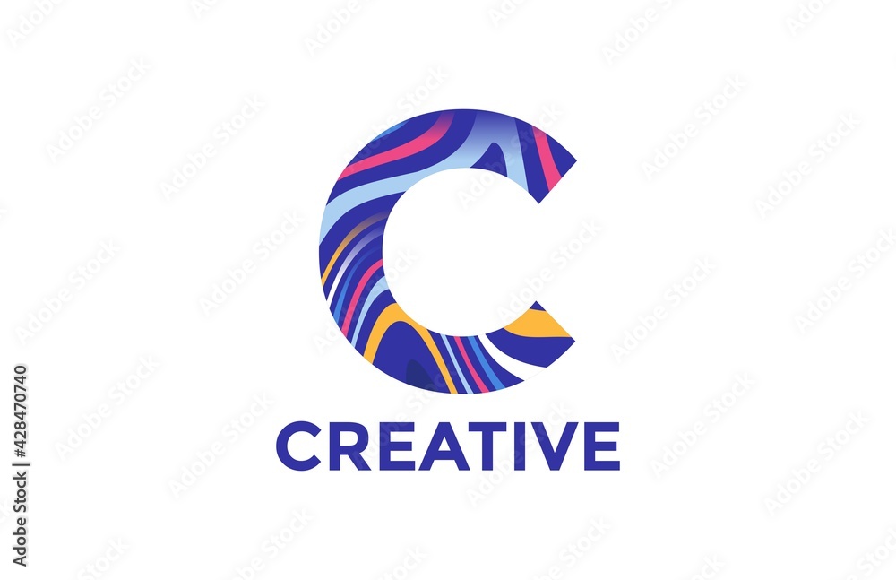 Letter C Trendy Acrylic Fluid Vector Logo Letter C Trendy Acrylic Fluid Vector Logo