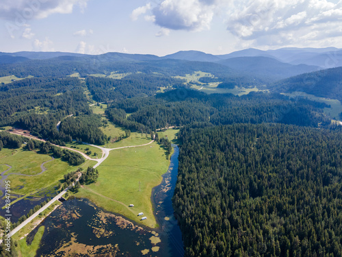 Aerial Summer view of Beglika Reservoir, Bulgaria photo