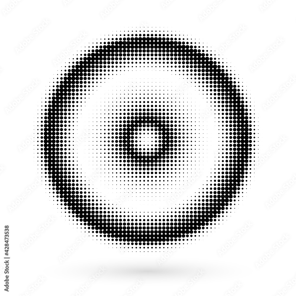 Design elements symbol Editable icon Halftone circle pattern black on white background. Vector illustration eps 10 with random dots. Dot data graphic form for booklet layout page, newsletters, banner