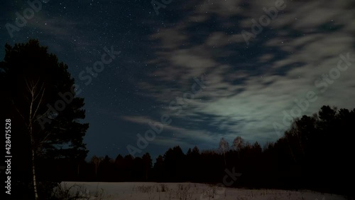 time-lapse the starry sky in the clouds