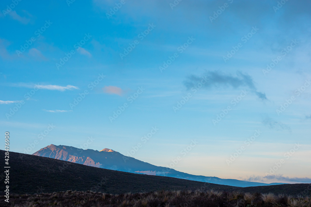 Sun rising over Mount Ruapehu