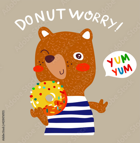 cute bear with sweet donut