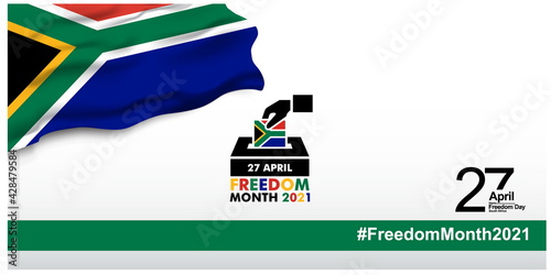 South Africa freedom day logo. Graphics illustration of the 2021 logo of ceremonial National day. Logo with African Traditional Colors and Design. Vector for poster, background and more.