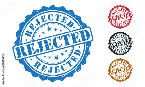 Rejected Rubber Stamp around Grunje on White Background. Rejected Sign Design Vector Illustration.