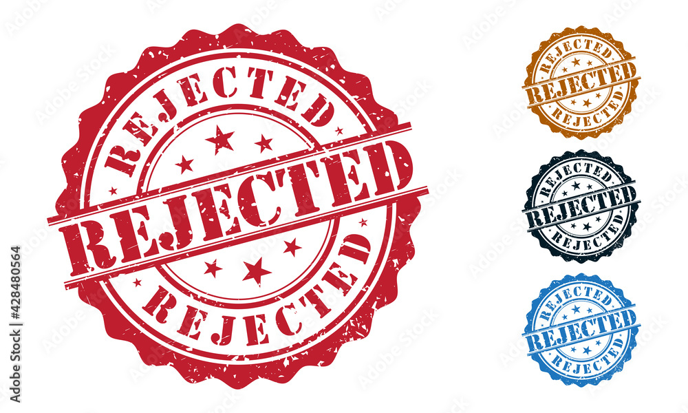 Obraz premium Rejected Rubber Stamp around Grunje on White Background. Rejected Sign Design Vector Illustration.