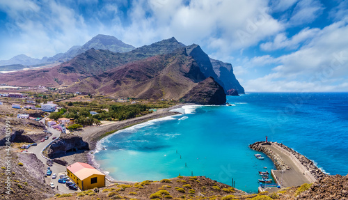 Amazing landscape with La Aldea de San Nicolas village, Gran Canaria, Spain photo