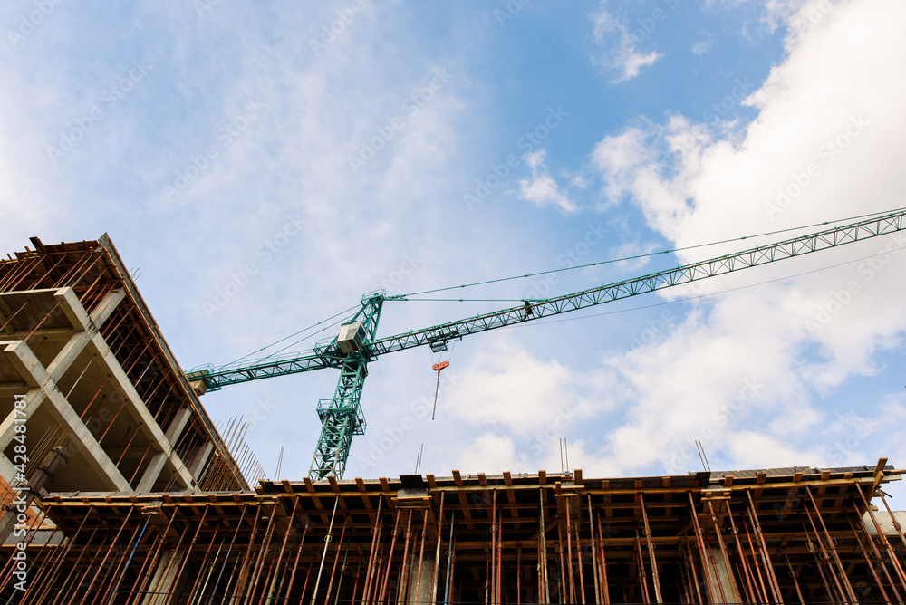 urban constructions, crane when building urban constructions, crane when building