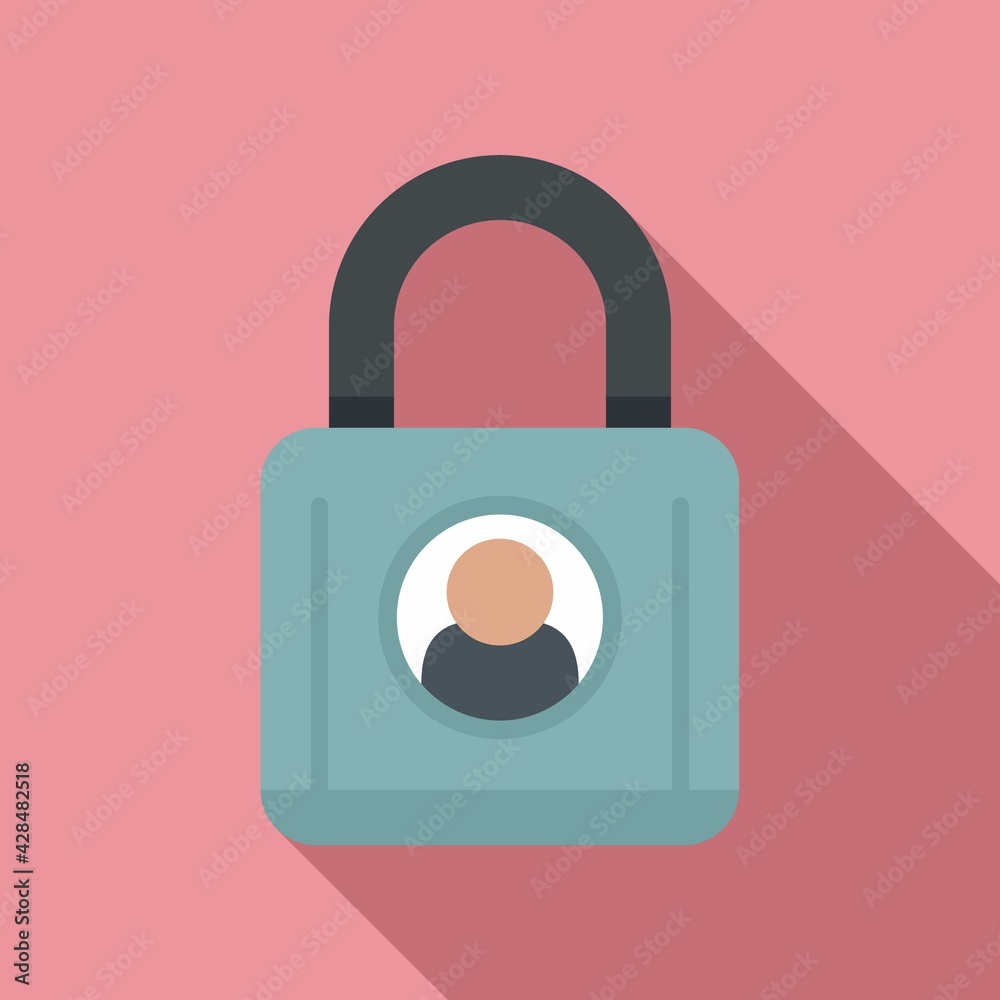 Locked personal information icon, flat style Locked personal information icon, flat style