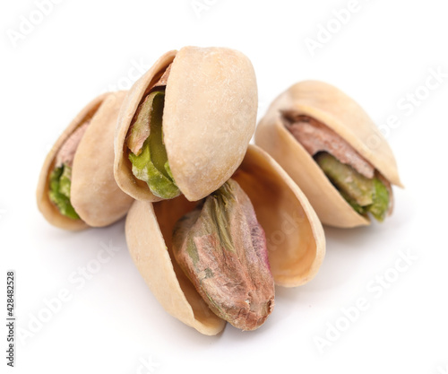 Bunch of pistachios in shell.