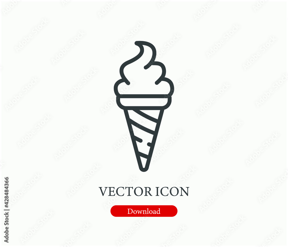 Ice cream vector icon. Editable stroke. Linear style sign for use on web design and mobile apps, logo. Symbol illustration. Pixel vector graphics - Vector Ice cream vector icon. Editable stroke. Linear style sign for use on web design and mobile apps, logo. Symbol illustration. Pixel vector graphics - Vector