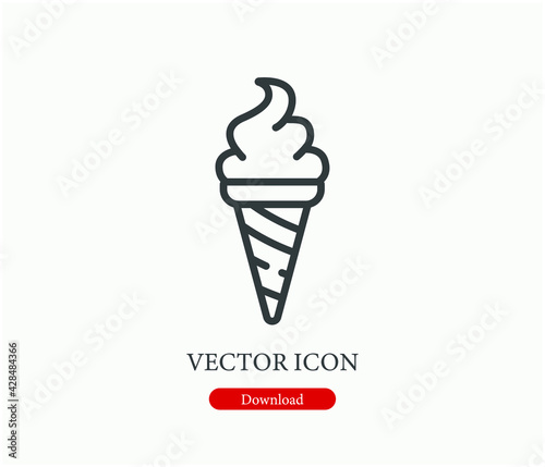 Ice cream  vector icon.  Editable stroke. Linear style sign for use on web design and mobile apps  logo. Symbol illustration. Pixel vector graphics - Vector