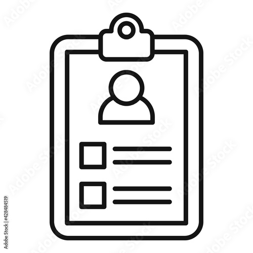 Clipboard personal traits icon, outline style