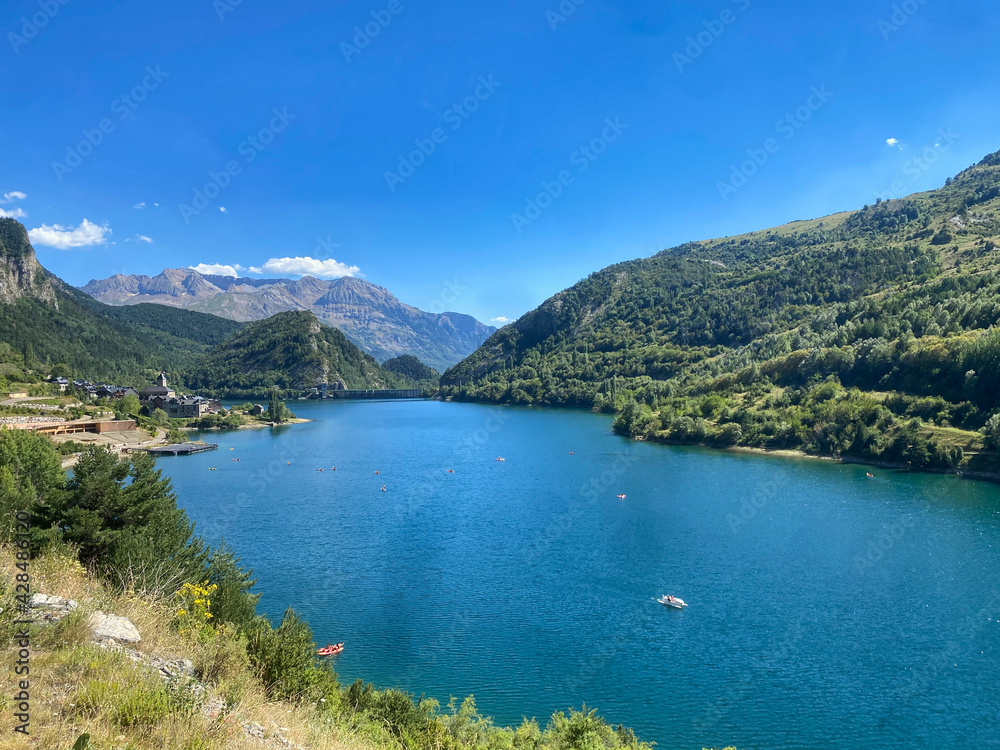 view of the Lanuza reservoir, in the Aragonese Pyrenees. Huesca, Spain