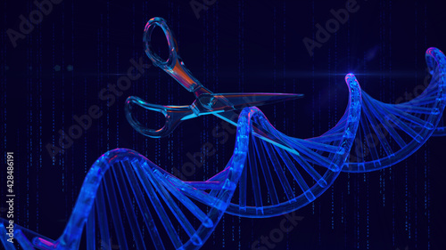 CRISPR Genschere | Gentechnik - DNA/RNA-Gen-Editing | 3D-Render Illustration