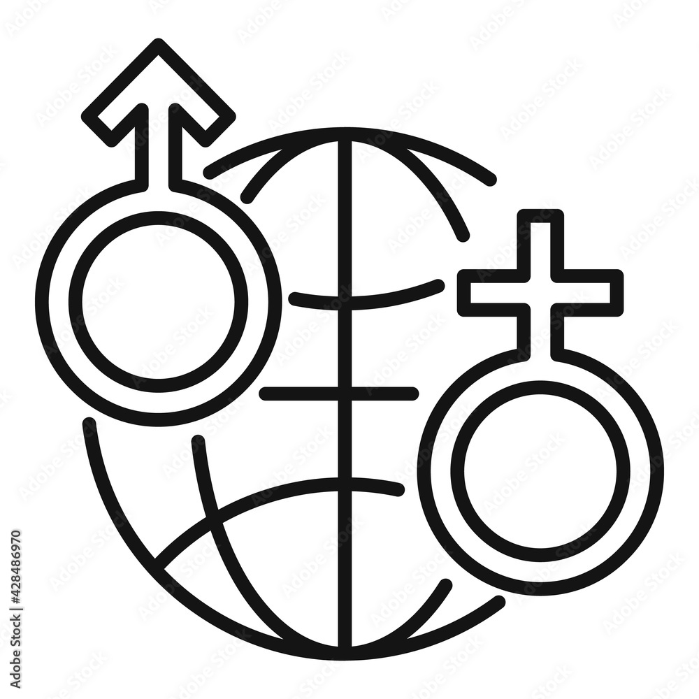 Global gender empowerment icon, outline style Global gender empowerment icon, outline style