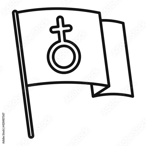 Flag woman empowerment icon, outline style