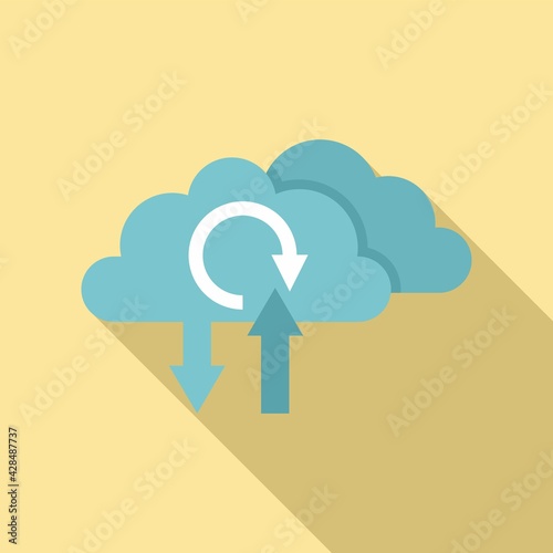 Update software from cloud icon, flat style