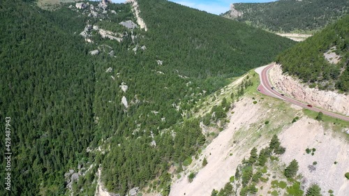 aerial drone over  Wyoming in Bighorn Mountains  photo