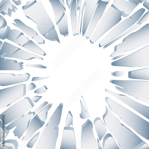 Shards of broken glass. Abstract explosion. Vector background
