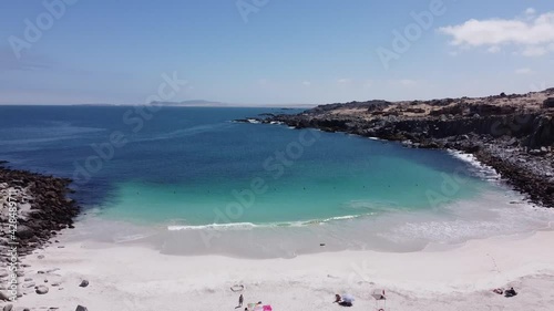 Drone Footage of Virgin Beach (Spanish: Playa la Virgen), Atacama Region, Chile, South America.  photo