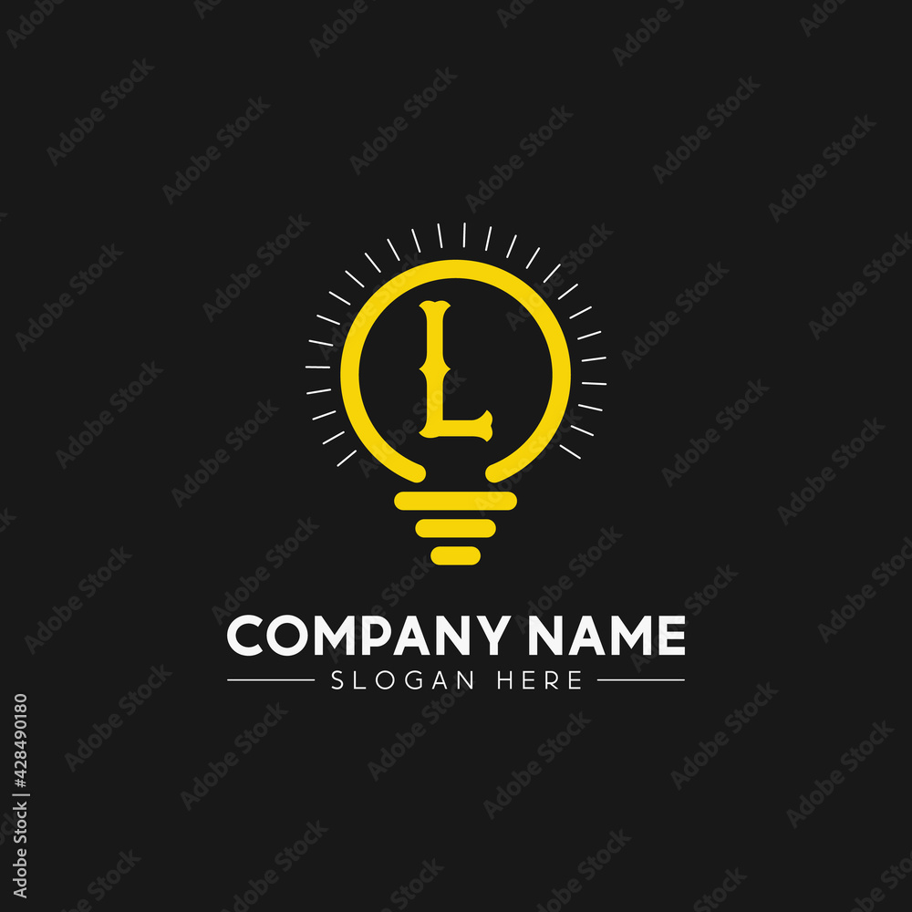 Initial Letter L With Bright colorful light bulb logo Initial Letter L With Bright colorful light bulb logo